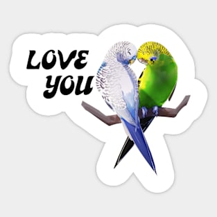 I love you valentines budgie bird lover parakeets cute pet birds Sticker